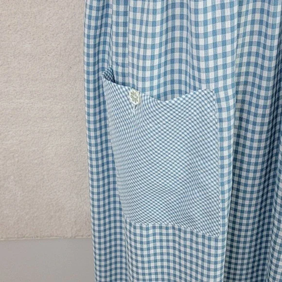 Vintage 90s Teddi NEW Women's M Petite Blue White Gingham Grannycore  Maxi Dress - Picture 8 of 16